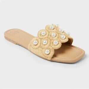 A new Day size 9.5 NEW Delaney Ornament Slide Sandals with Memory Foam Insole